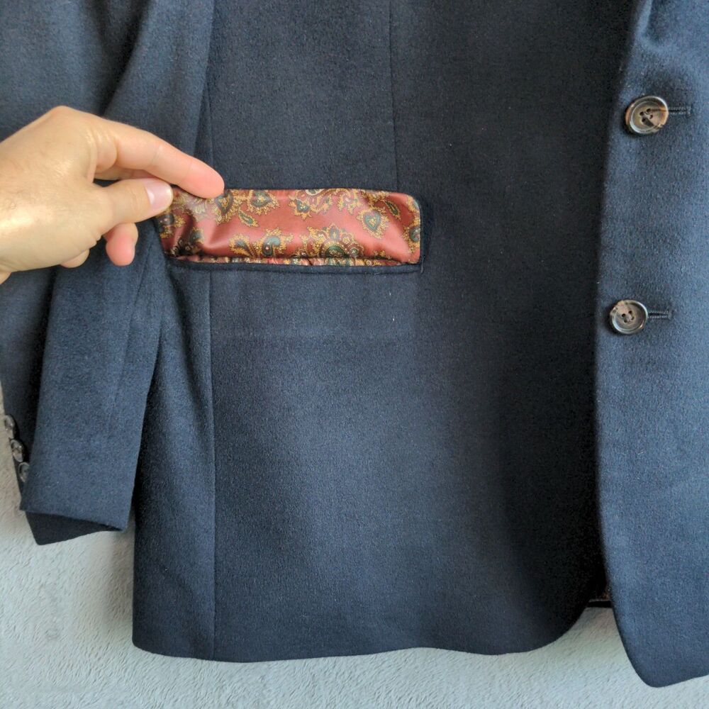 Lauren Ralph Lauren Silk Wool Cashmere Black/Blue Blazer Jacket Suit Paisley - Picture 7 of 11